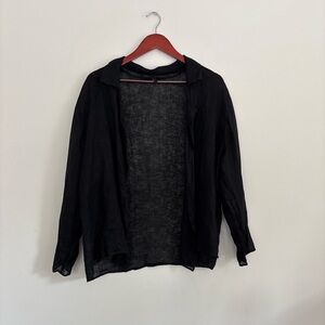 Trois the Label 100% Linen Black Sheer Blouse - Size XS/S